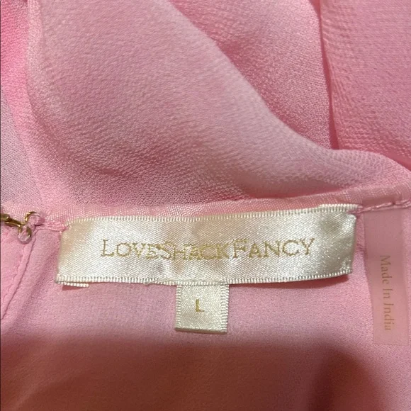 LoveShackFancy Pink Sheer Embroidered Blouse long Billowy Sleeves Size Large - Picture 10 of 10